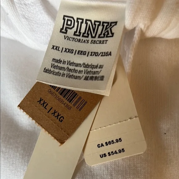 PINK Victoria's Secret white and Purple /turquoise glitter palm tree Hoodie - Picture 3 of 4